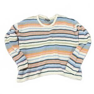 Natural Reflections Knit Sweater Multi Color Cropped Long Sleeve Crew M